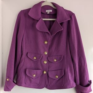 Joan Rivers Plum Gold Button Pocket Blazer Jacket – Women’s Medium